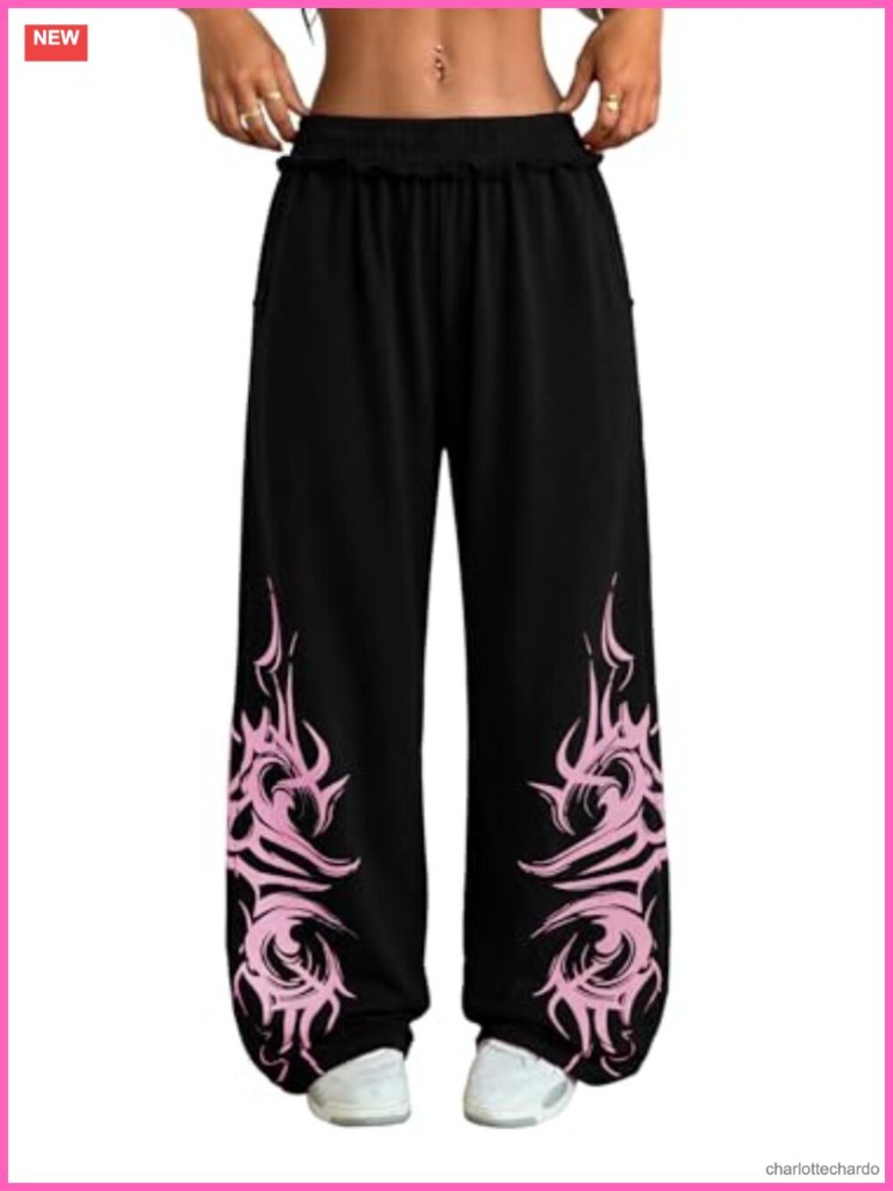 Wide Leg Sweatpants Y2K Gothic Graffiti High Rise Pull On
